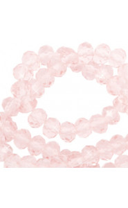 Faceted glass beads 8x6mm disc Crystal blush rose-pearl shine coating